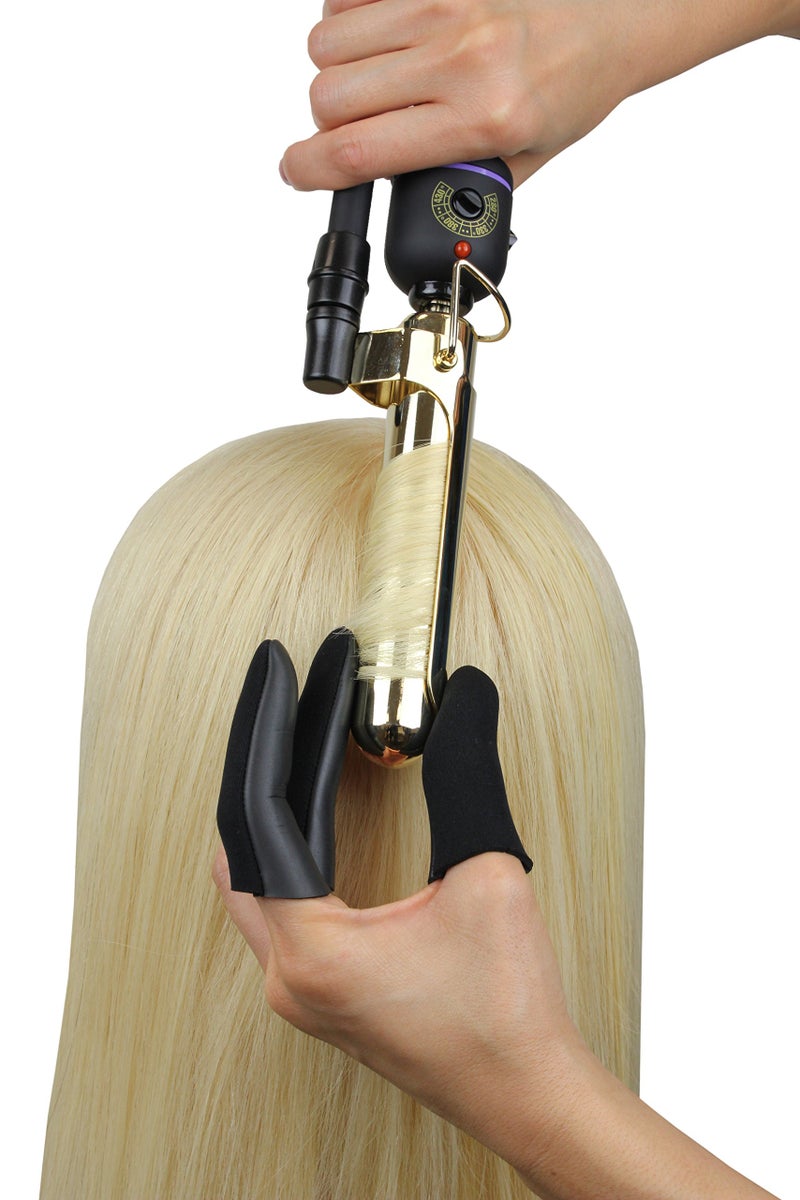 JATAI Heat Shield, Professional High Heat Resistant Finger Protection Guards for Curling & Flat Irons, Wands, Blow Dryers (M/L - Thumb Wider Than 3/4" (2cm), Black, 3 Count - Image 4